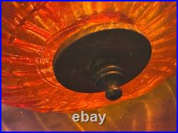 Vintage Amber Orange Yellow Bee Hive Beehive Hanging SWAG LIGHT Lamp Retro 9 Ft
