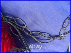 Vintage Amber Orange Yellow Bee Hive Beehive Hanging SWAG LIGHT Lamp Retro 9 Ft