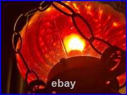 Vintage Amber Orange Yellow Bee Hive Beehive Hanging SWAG LIGHT Lamp Retro 9 Ft