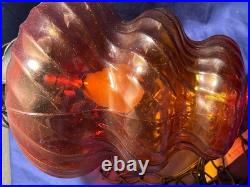 Vintage Amber Orange Yellow Bee Hive Beehive Hanging SWAG LIGHT Lamp Retro 9 Ft