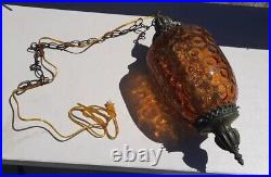 Vintage Amber SWAG LAMP LIGHT