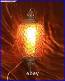 Vintage Amber SWAG LAMP LIGHT