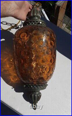 Vintage Amber SWAG LAMP LIGHT