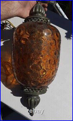 Vintage Amber SWAG LAMP LIGHT