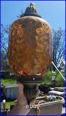 Vintage Amber SWAG LAMP LIGHT