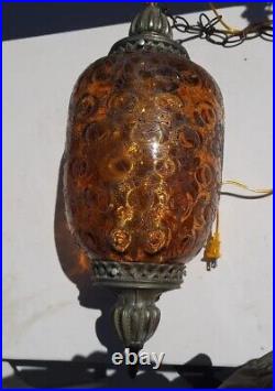 Vintage Amber SWAG LAMP LIGHT