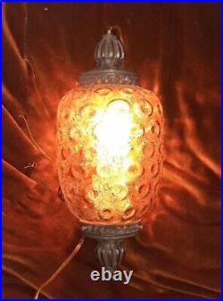 Vintage Amber SWAG LAMP LIGHT