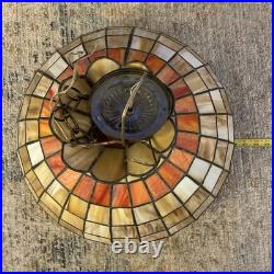 Vintage Amber Tiffany-style Pendent Hanging Fixture Stained Glass Lamp