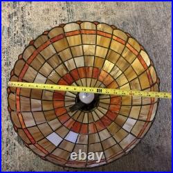 Vintage Amber Tiffany-style Pendent Hanging Fixture Stained Glass Lamp