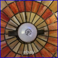 Vintage Amber Tiffany-style Pendent Hanging Fixture Stained Glass Lamp