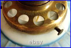 Vintage Antique 1920's Pendant Hanging Lamp Fixture with Blue Floral Glass Shade