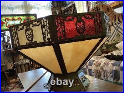 Vintage Antique Brass and Glass Hanging Lamp Shade Octagonal Rewired