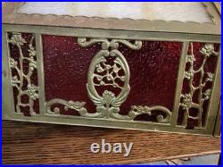 Vintage Antique Brass and Glass Hanging Lamp Shade Octagonal Rewired