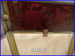 Vintage Antique Brass and Glass Hanging Lamp Shade Octagonal Rewired