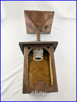 Vintage Antique Copper Arts & Crafts Mission Slag Hanging Lamp Light Fixture