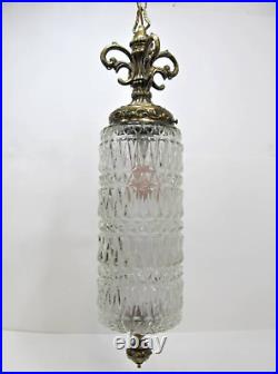 Vintage Antique Gilbert Large Brass/Glass Hollywood Regency Hanging Pendant lamp