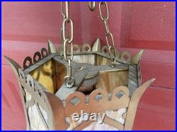 Vintage Antique Mid Century Modern Hanging Swag Chandelier Light Fixture