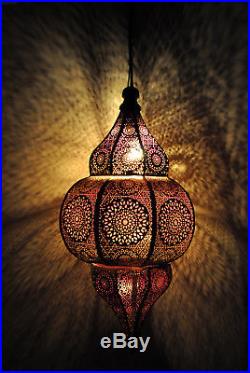 Vintage Antique Moroccan Lamp Pendant Ceiling Light Fixture Hanging Lantern Iron