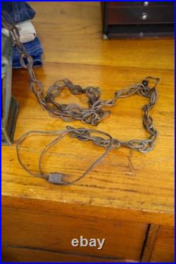 Vintage Antique Stained Glass Hanging Ceiling Lantern Lamp Swag Light brass