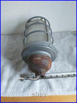Vintage Appleton Explosion Proof Light Lamp Fixture Glass Industrial cast cage