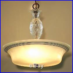 Vintage Art Deco Iridescent Shade Lamp Hanging Chandelier Ceiling Light Fixture