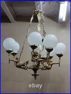 Vintage Art Deco Nouveau Mashaal Hanging Ceiling Fixture Light Chandelier Lamp
