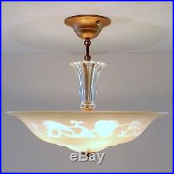 Vintage Art Deco Semi Flush Chandelier Hanging Ceiling Lamp Fixture Light Beige