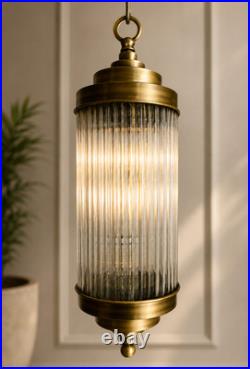 Vintage Art Deco Skyscraper Pendant Light Brass Glass Ceiling Chandelier Lamp Vintage Art Deco Skyscraper Pendant Light Brass Glass Ceiling Chandelier Lamp