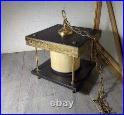 Vintage Asian MCM Pagoda Pendant Hanging Lamp Brass Buddha Zen Swag Light