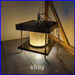Vintage Asian MCM Pagoda Pendant Hanging Lamp Brass Buddha Zen Swag Light