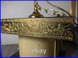 Vintage Asian MCM Pagoda Pendant Hanging Lamp Brass Buddha Zen Swag Light