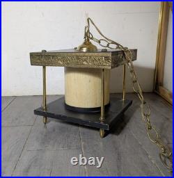 Vintage Asian MCM Pagoda Pendant Hanging Lamp Brass Buddha Zen Swag Light