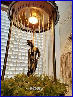 Vintage BIG 36x 14 Oil Rain Hanging Lamp With Greek Goddess, Works Beautifully