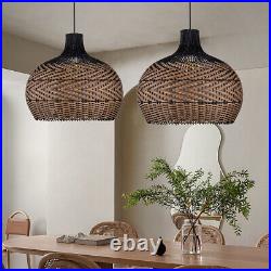 Vintage Bamboo Wicker Rattan Lantern Pendant Light Fixture Hanging Ceiling Lamp
