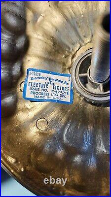 Vintage Beautiful MCM Smokey Glass Hanging Swag Lamp Hollywood Ornate Goldleaf