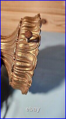 Vintage Beautiful MCM Smokey Glass Hanging Swag Lamp Hollywood Ornate Goldleaf