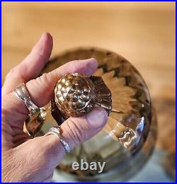 Vintage Beautiful MCM Smokey Glass Hanging Swag Lamp Hollywood Ornate Goldleaf