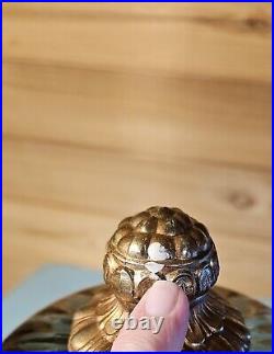 Vintage Beautiful MCM Smokey Glass Hanging Swag Lamp Hollywood Ornate Goldleaf