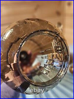 Vintage Beautiful MCM Smokey Glass Hanging Swag Lamp Hollywood Ornate Goldleaf