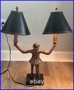 Vintage Bill Huebbe STYLE Pair Of Monkey Lamps RARE in Working Condition