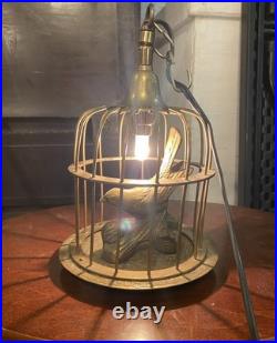 Vintage Bird Cage Pendant Light Lamp Brass Figurine Hanging Light Lantern