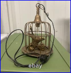 Vintage Bird Cage Pendant Light Lamp Brass Figurine Hanging Light Lantern