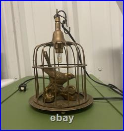 Vintage Bird Cage Pendant Light Lamp Brass Figurine Hanging Light Lantern