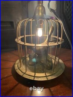 Vintage Bird Cage Pendant Light Lamp Brass Figurine Hanging Light Lantern