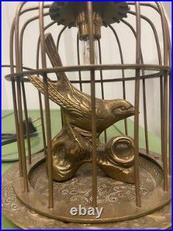 Vintage Bird Cage Pendant Light Lamp Brass Figurine Hanging Light Lantern