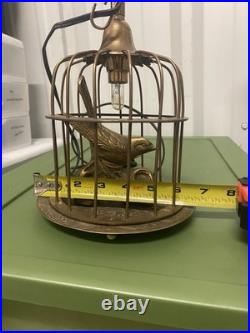 Vintage Bird Cage Pendant Light Lamp Brass Figurine Hanging Light Lantern
