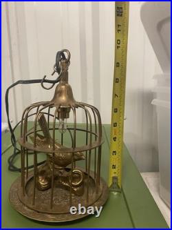 Vintage Bird Cage Pendant Light Lamp Brass Figurine Hanging Light Lantern