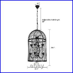 Vintage Birdcage Pendant Hanging Lamp Chandelier 8-light Crystal Ceiling Light