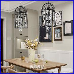 Vintage Birdcage Pendant Hanging Lamp Chandelier 8-light Crystal Ceiling Light