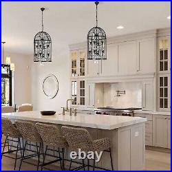 Vintage Birdcage Pendant Hanging Lamp Chandelier 8-light Crystal Ceiling Light